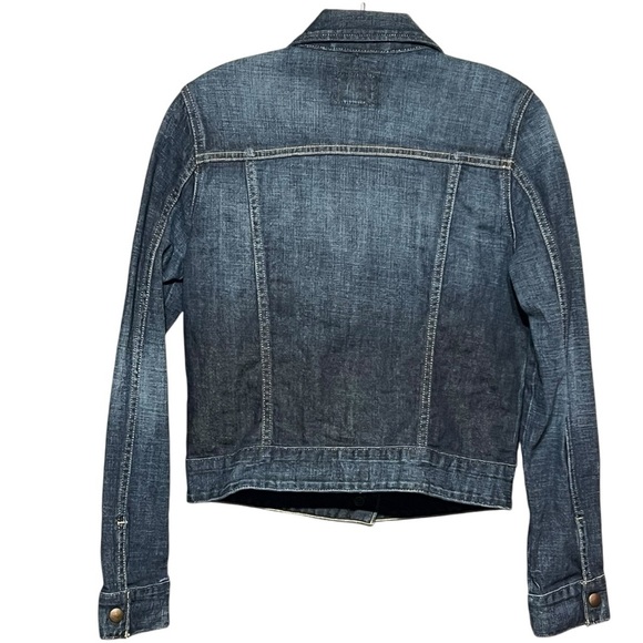 Lucky Brand Tiffany Snap Button Jacket Classic Dark Wash Denim Trucker Jacket - Picture 2 of 9